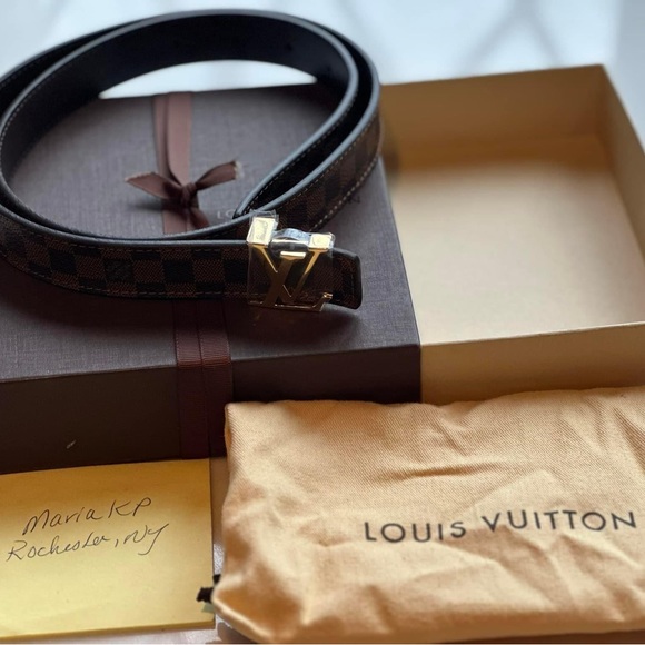 NIB Authentic Louis Vuitton Damier Ebene Belt 80 - Picture 6 of 6